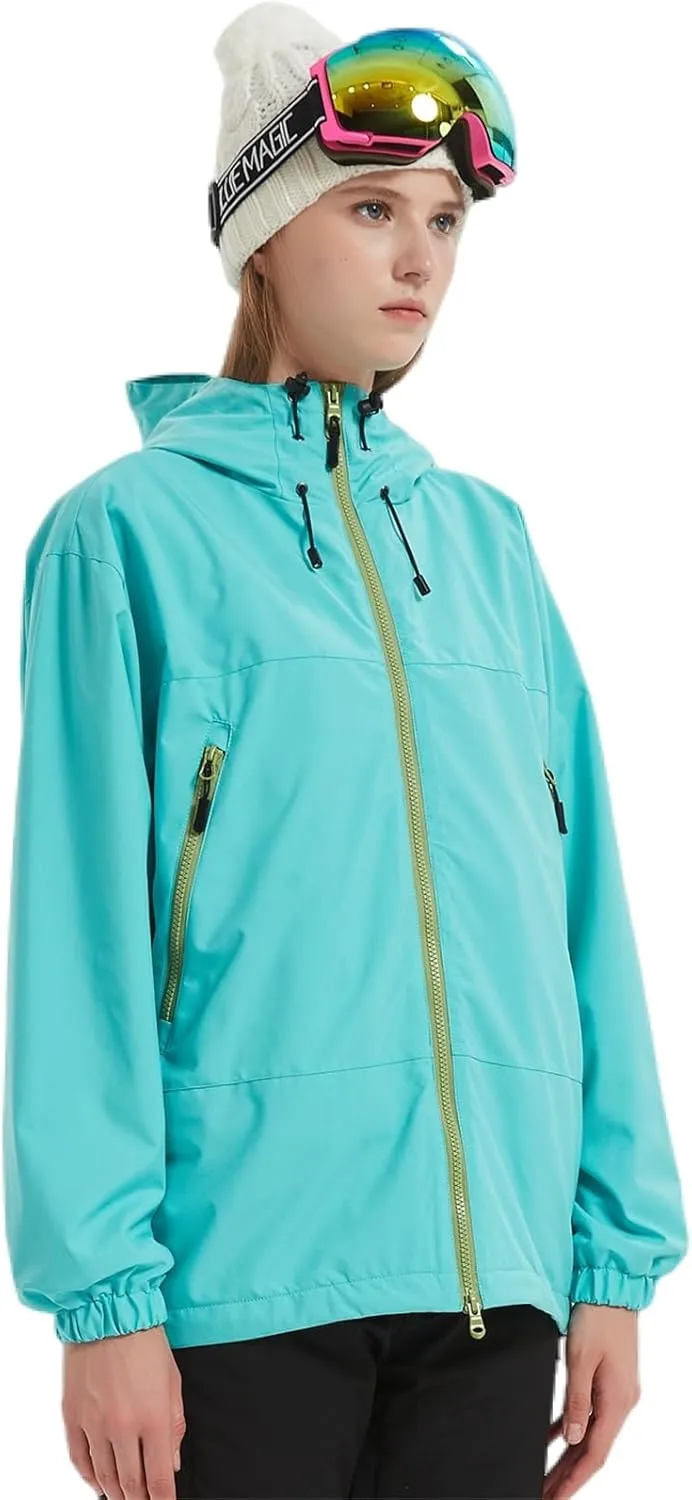 BGX Bluemagic Spring Women's Softshell Jacket with Hood Fleece Lined Warm Lightweight Waterproof Insulated Windbreaker