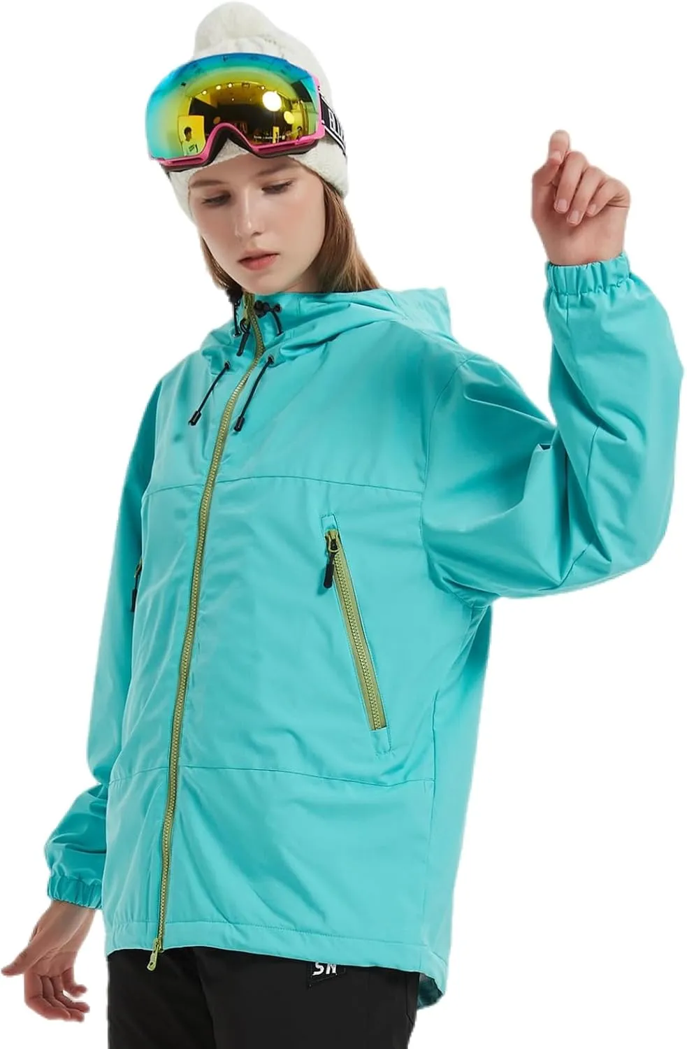 BGX Bluemagic Spring Women's Softshell Jacket with Hood Fleece Lined Warm Lightweight Waterproof Insulated Windbreaker