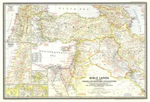 Bible Lands, and the Cradle of Western Civilization Wall Map - Published 1946 by National Geographic