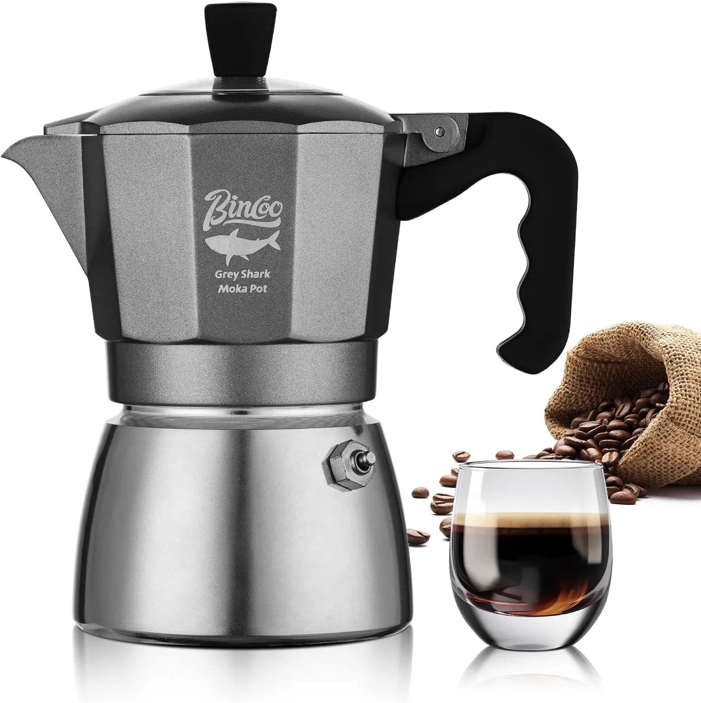 Bincoo Stovetop Espresso Coffee Maker,Electric Cuban Moka Pot,120ML-4.06oz,Italian Style Coffee Maker, 2 Cup Aluminum Espresso Portable Cafetera Moka Pot for Home Travel Camping