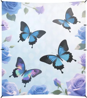 Blue-Purple Rose Butterfly Beach Tent & Canopy UPF50  Protection Easy Setup Portable Sunshade with Sandbags, Sand Shovel, Poles for Camping, Picnics, Backyard & Fishing