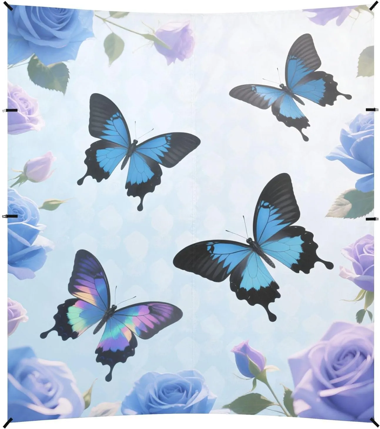 Blue-Purple Rose Butterfly Beach Tent & Canopy UPF50  Protection Easy Setup Portable Sunshade with Sandbags, Sand Shovel, Poles for Camping, Picnics, Backyard & Fishing