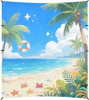 Blue Summer Beach Beach Cabana Tent UPF50  Protection Water-Resistant Portable Sunshade with Sand Shovel, Sandbags for Camping, Picnics, Backyard