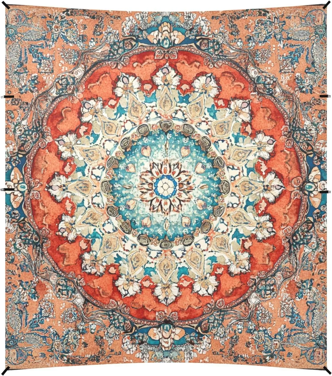 Bohemian Boho Vintage Mandala Style Flower Beach Canopy UPF50  Easy Setup Sun Shelter with Sand Shovel for Camping, Picnics, Backyard