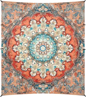 Bohemian Boho Vintage Mandala Style Flower Beach Canopy UPF50  Easy Setup Sun Shelter with Sand Shovel for Camping, Picnics, Backyard
