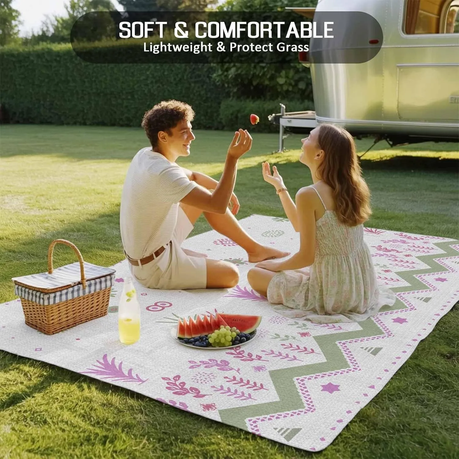 Botanical Boho Outdoor Rug 6x9ft Large Patio Rug,Washable RV Camping Outside Area Runner Rug Mat,Geometric Floral Southwestern Stripe Aztec Grey Carpet for Picnic Backyard Deck Porch Balcony Beach
