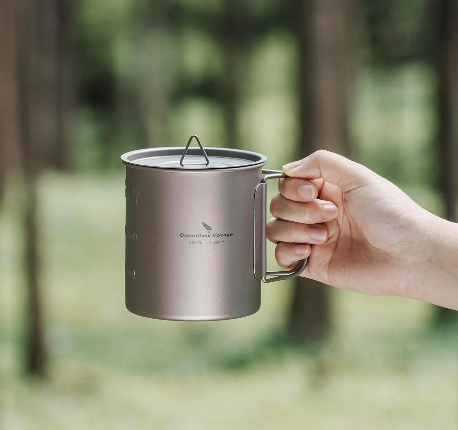 Boundless Voyage Titanium Single Walled Mug Outdoor Camping Cup Lightweight Travel Cups Backpacking Camping Tableware Reusable Cup for Traveling Picnic (Ti3036D-600ml)