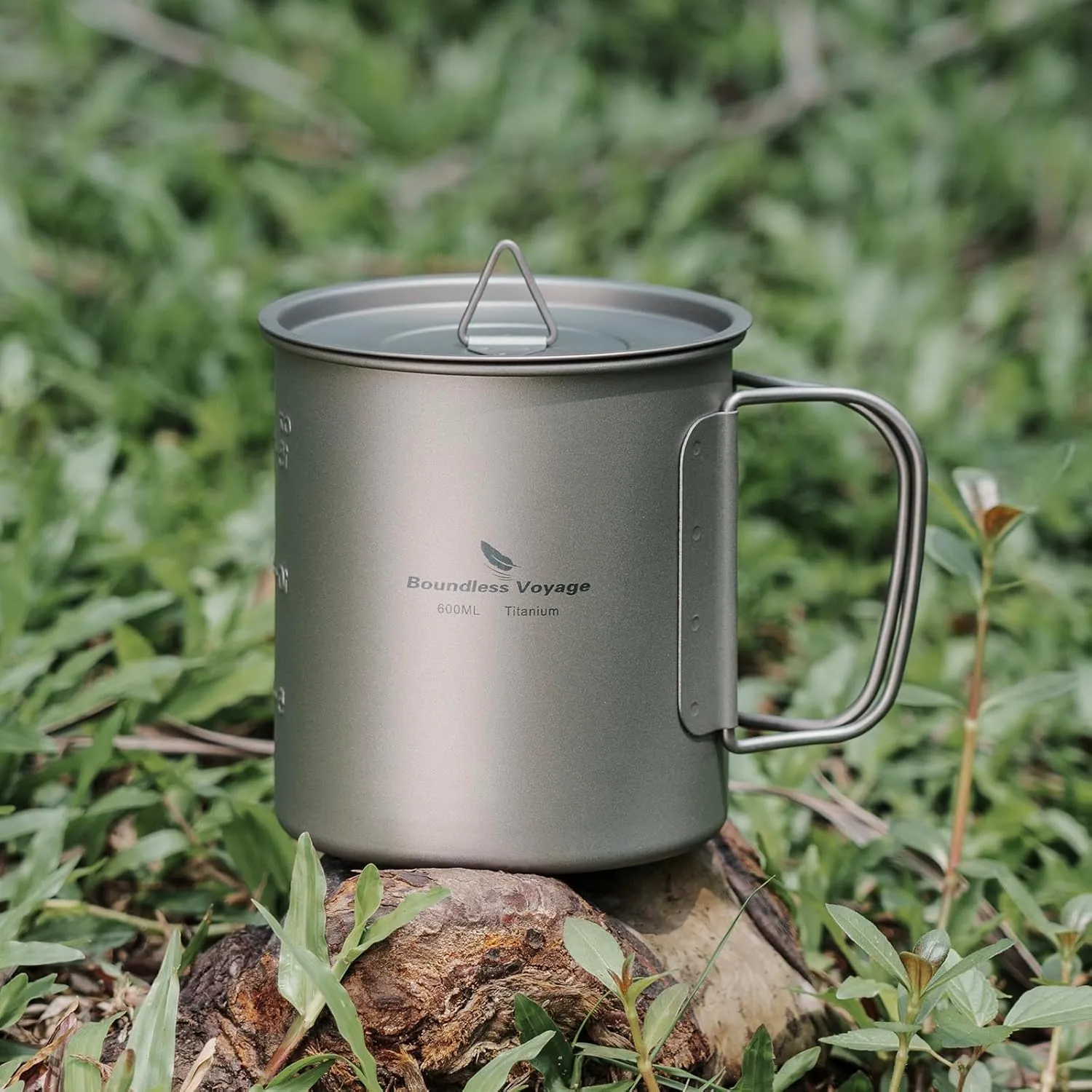 Boundless Voyage Titanium Single Walled Mug Outdoor Camping Cup Lightweight Travel Cups Backpacking Camping Tableware Reusable Cup for Traveling Picnic (Ti3036D-600ml)
