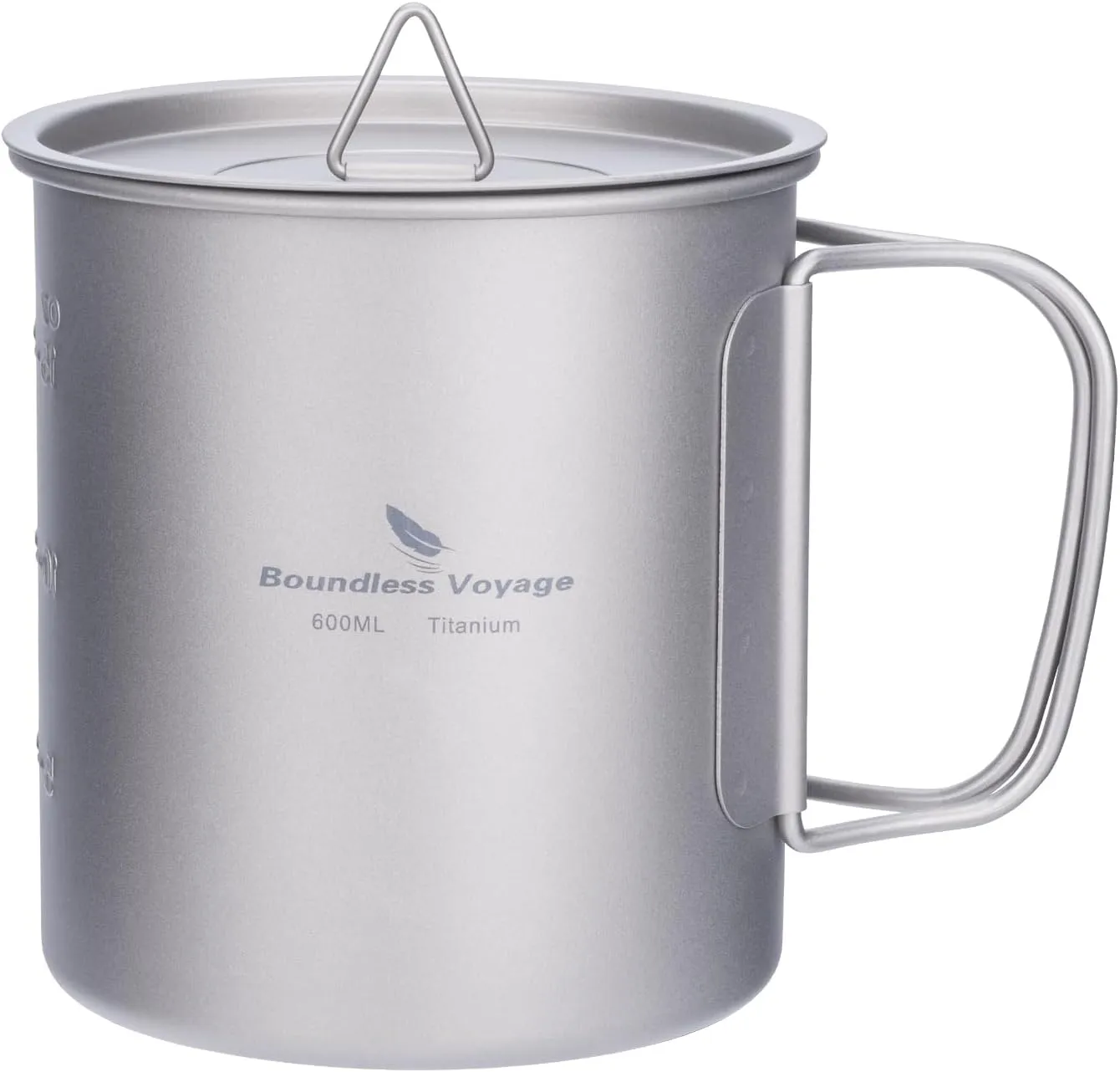 Boundless Voyage Titanium Single Walled Mug Outdoor Camping Cup Lightweight Travel Cups Backpacking Camping Tableware Reusable Cup for Traveling Picnic (Ti3036D-600ml)