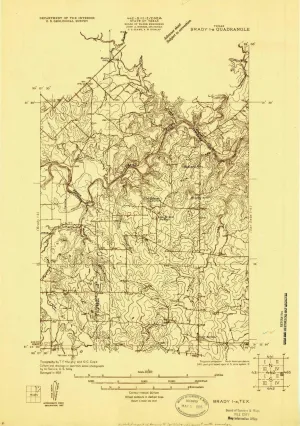Brady 1 a TX topo map, 1:48000 Scale, 7.5 X 7.5 Minute, Historical, 1925, 19.9 x 14 in