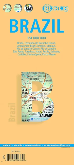Brazil - Laminated Borch Road Map