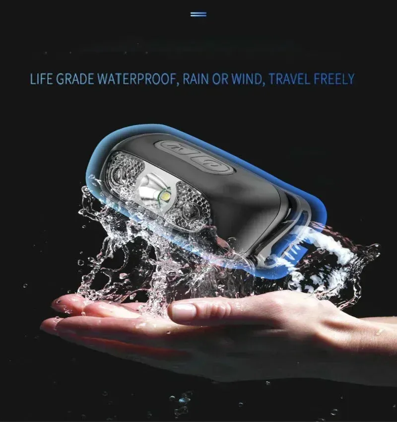 Bright LED Sensor Headlamp, USB Rechargeable, Portable, Outdoor Camping, Fishing, Emergency Lantern