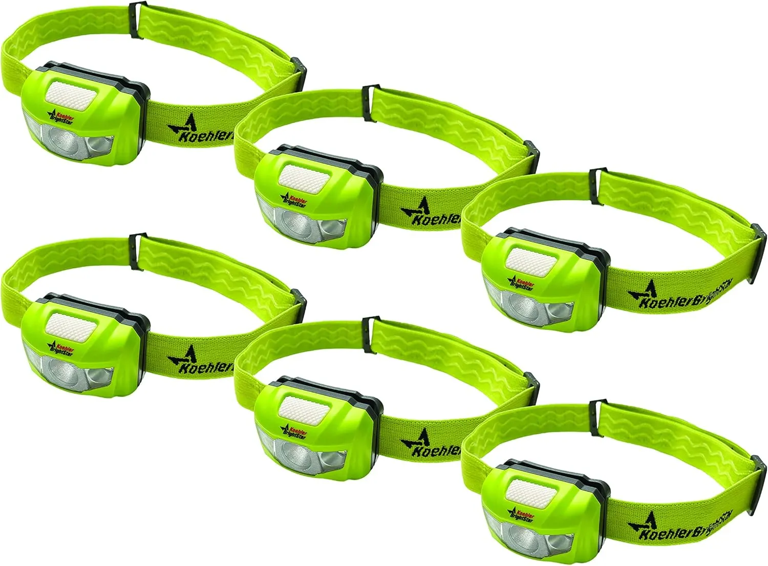BrightStar LED Headlamp 6-Pack Bundle | Intrinsically Safe, Multiple Lighting Modes, IPX4 Water-Resistant Design | Long Lasting Emergency Light, Super Fast Charge Time Yellow