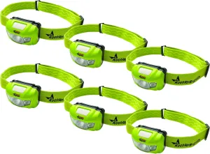 BrightStar LED Headlamp 6-Pack Bundle | Intrinsically Safe, Multiple Lighting Modes, IPX4 Water-Resistant Design | Long Lasting Emergency Light, Super Fast Charge Time Yellow