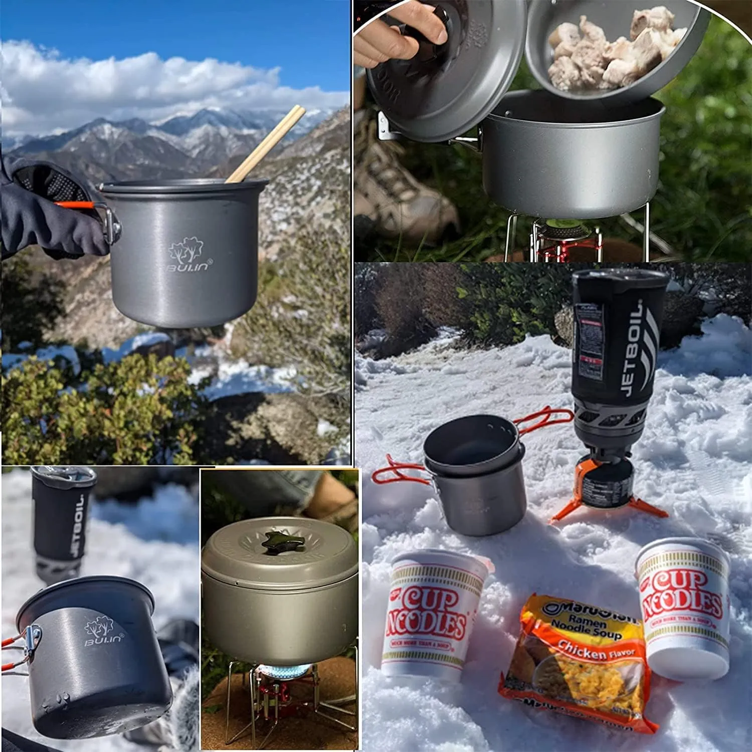 Bulin 37/24/20/17/12/9/4PCS Camping Cookware Mess Kit Backpacking Cooking Set Lightweight Cookware Sets Outdoor Cook Gear for Family Hiking Picnic