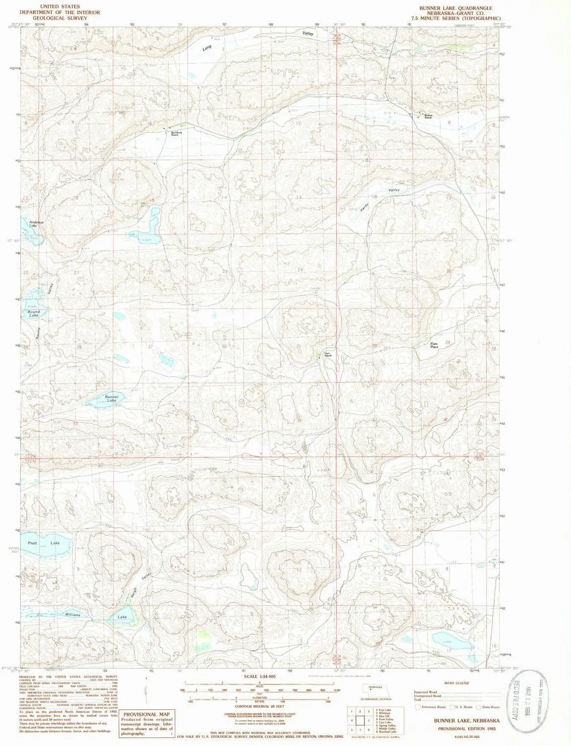 Bunner Lake NE topo map, 1:24000 Scale, 7.5 X 7.5 Minute, Historical, 1985, Updated 1986, 26.8 x 22 in