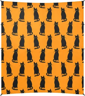 Burbuja Black Cats Beach Canopy Windproof Beach Tent Sun Shade with 4 Sandbags & Sand Shovel, Portable Sun Shelter for Family Camping Picnic