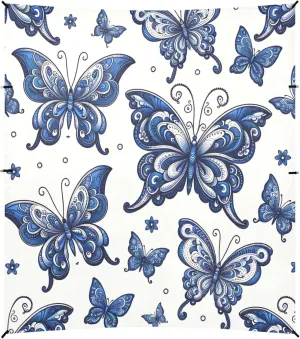 Burbuja Blue Paisley Butterflies Beach Canopy Windproof Beach Tent Sun Shade with 4 Sandbags & Sand Shovel, Portable Sun Shelter for Family Camping Picnic