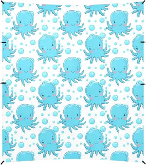 Burbuja Cartoon Sea Animals Beach Canopy Windproof Beach Tent Sun Shade with 4 Sandbags & Sand Shovel, Portable Sun Shelter for Family Camping Picnic