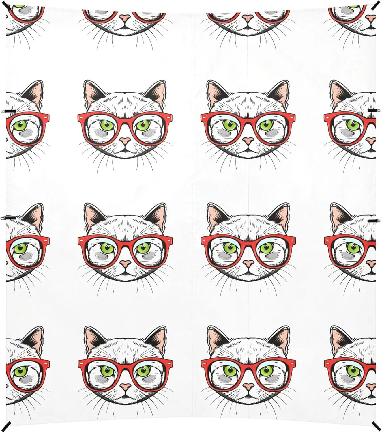 Burbuja Cats Wearing Glasses Beach Canopy Windproof Beach Tent Sun Shade with 4 Sandbags & Sand Shovel, Portable Sun Shelter for Family Camping Picnic