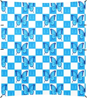 Burbuja Checkered Butterflies Beach Canopy Windproof Beach Tent Sun Shade with 4 Sandbags & Sand Shovel, Portable Sun Shelter for Family Camping Picnic