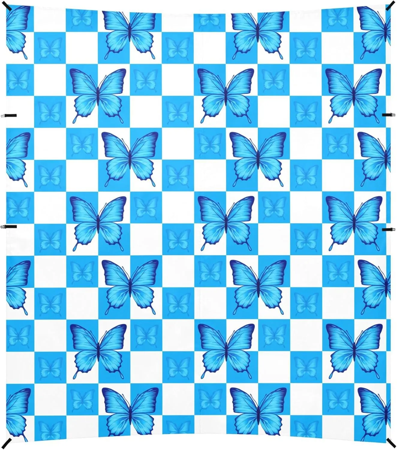 Burbuja Checkered Butterflies Beach Canopy Windproof Beach Tent Sun Shade with 4 Sandbags & Sand Shovel, Portable Sun Shelter for Family Camping Picnic