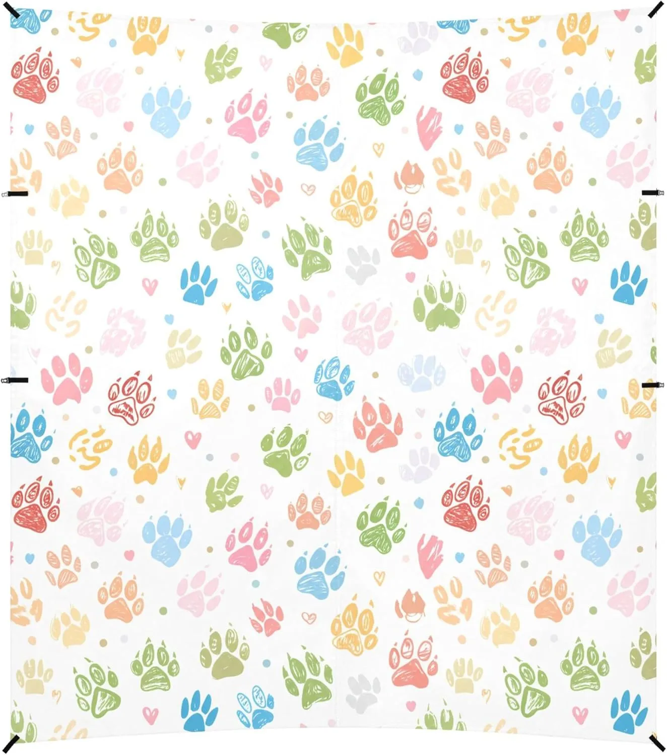 Burbuja Colorful Paw Prints Beach Canopy Windproof Beach Tent Sun Shade with 4 Sandbags & Sand Shovel, Portable Sun Shelter for Family Camping Picnic