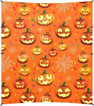 Burbuja Glowing Jack O Lantern Pumpkins Beach Canopy Windproof Beach Tent Sun Shade with 4 Sandbags & Sand Shovel, Portable Sun Shelter for Family Camping Picnic