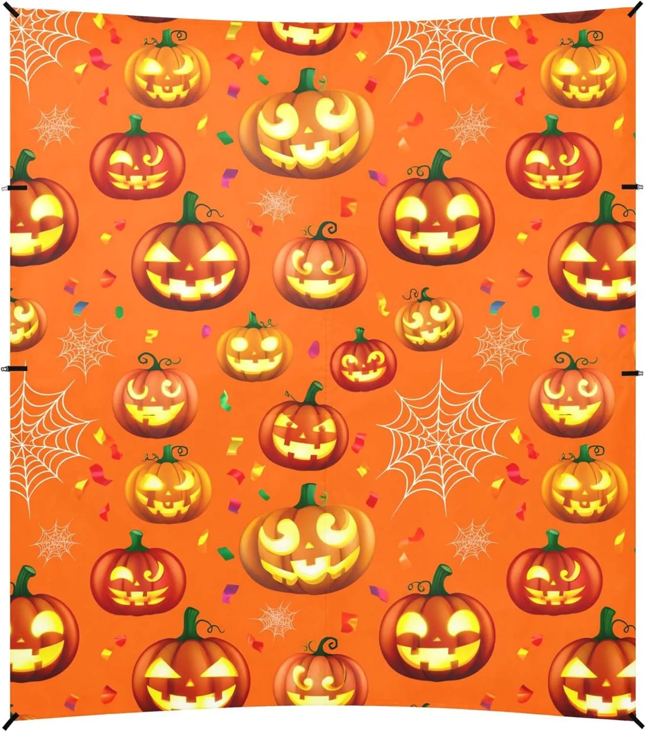 Burbuja Glowing Jack O Lantern Pumpkins Beach Canopy Windproof Beach Tent Sun Shade with 4 Sandbags & Sand Shovel, Portable Sun Shelter for Family Camping Picnic