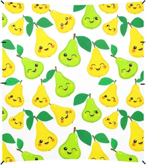 Burbuja Green Yellow Pears Beach Canopy Windproof Beach Tent Sun Shade with 4 Sandbags & Sand Shovel, Portable Sun Shelter for Family Camping Picnic