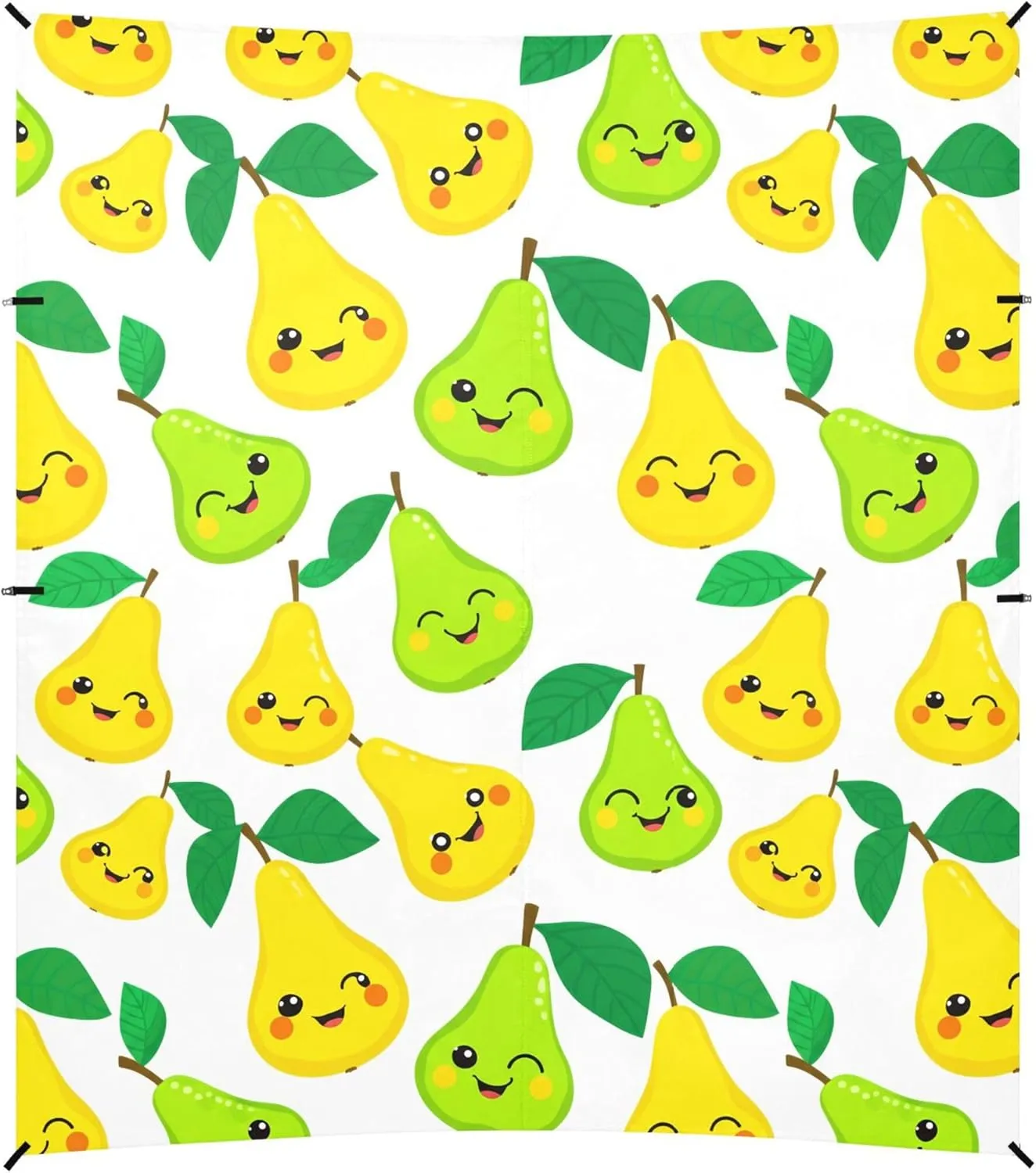 Burbuja Green Yellow Pears Beach Canopy Windproof Beach Tent Sun Shade with 4 Sandbags & Sand Shovel, Portable Sun Shelter for Family Camping Picnic