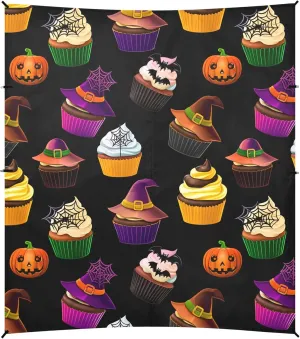 Burbuja Halloween Cupcakes Beach Canopy Windproof Beach Tent Sun Shade with 4 Sandbags & Sand Shovel, Portable Sun Shelter for Family Camping Picnic