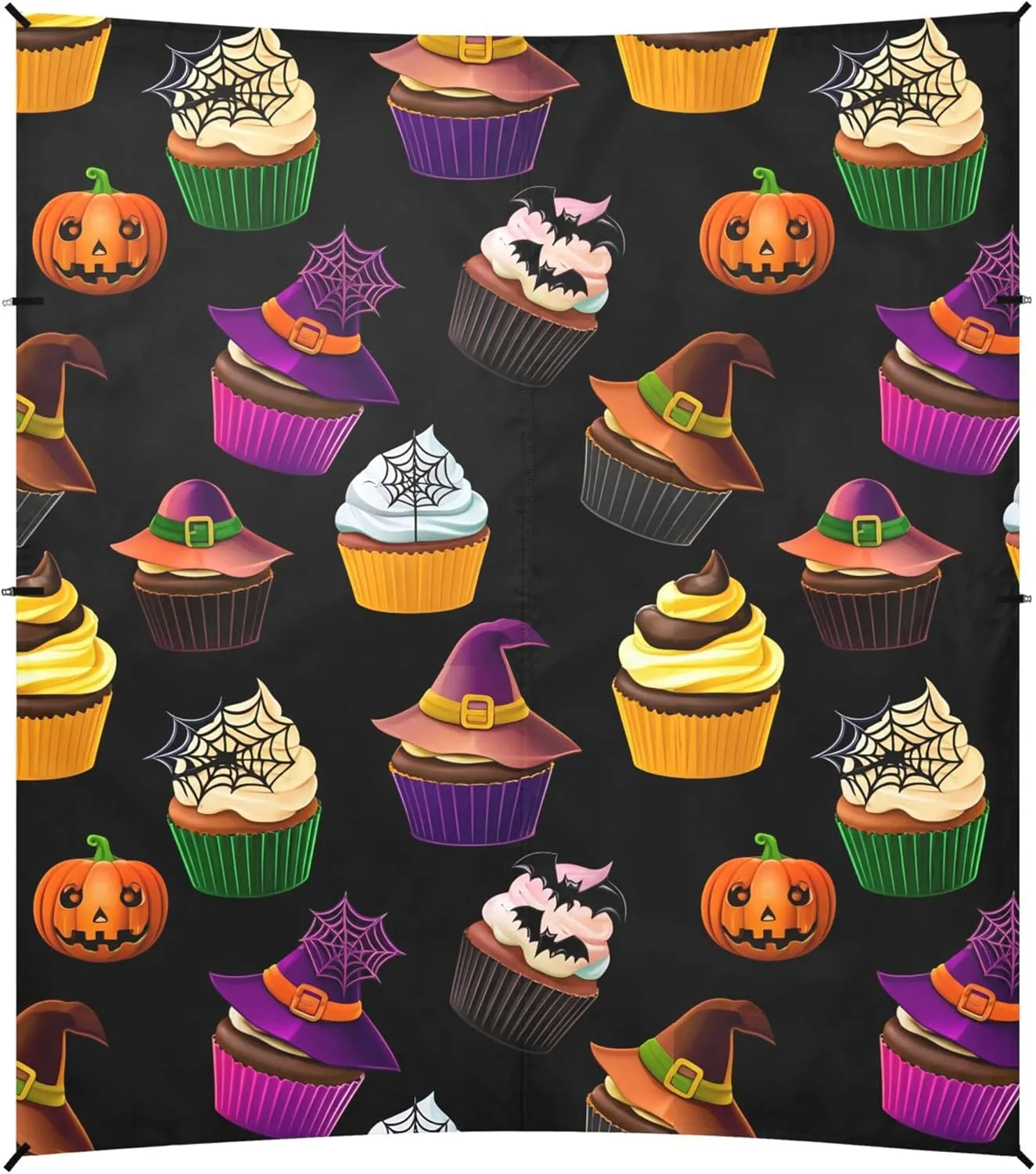 Burbuja Halloween Cupcakes Beach Canopy Windproof Beach Tent Sun Shade with 4 Sandbags & Sand Shovel, Portable Sun Shelter for Family Camping Picnic