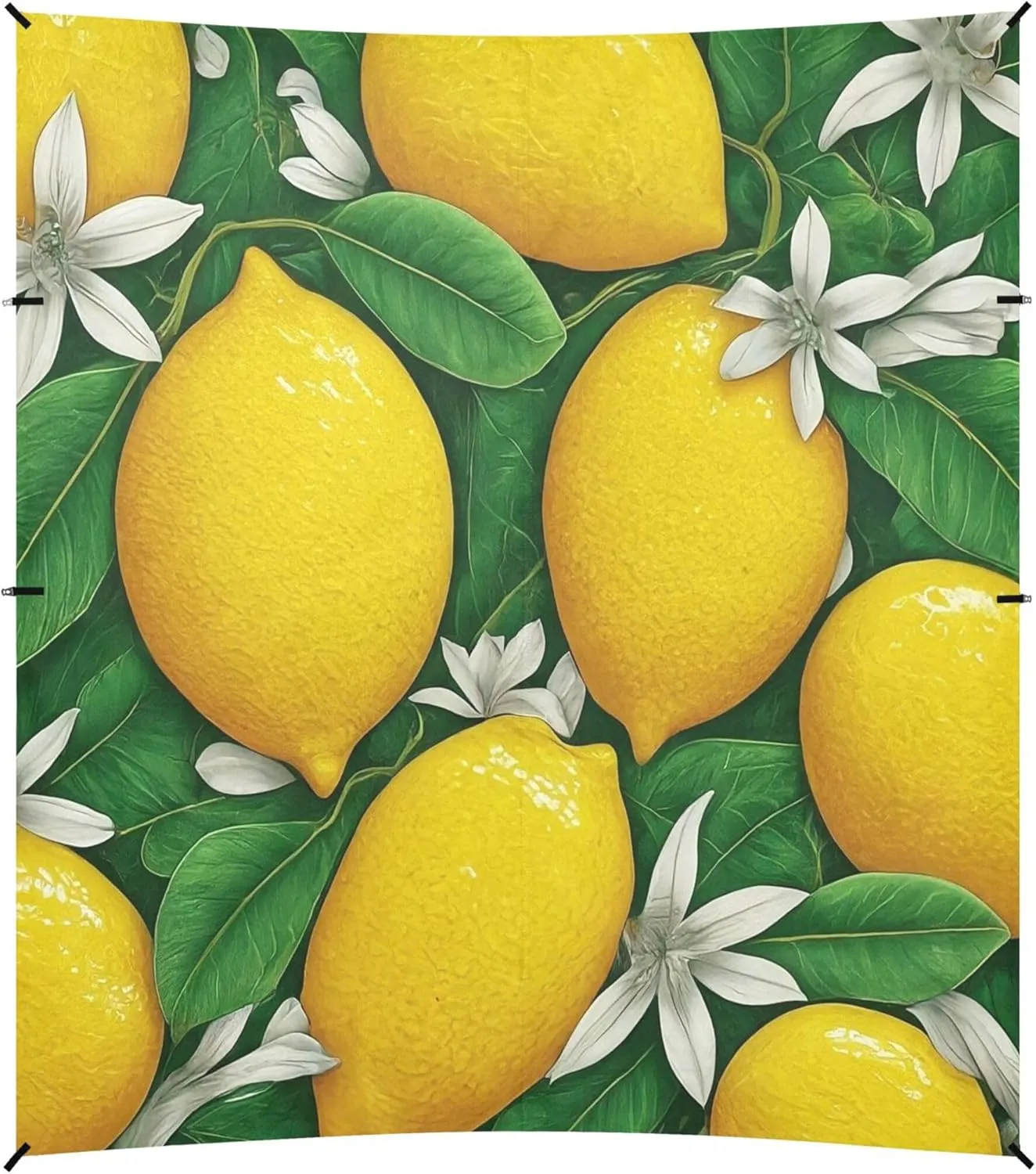 Burbuja Lemons Leaves Flowers Beach Canopy Windproof Beach Tent Sun Shade with 4 Sandbags & Sand Shovel, Portable Sun Shelter for Family Camping Picnic