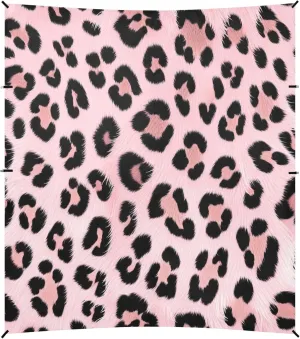 Burbuja Pink Leopard Fur Beach Canopy Windproof Beach Tent Sun Shade with 4 Sandbags & Sand Shovel, Portable Sun Shelter for Family Camping Picnic