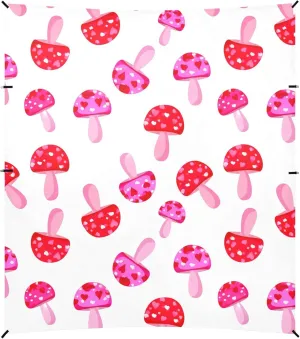Burbuja Pink Red Mushrooms Beach Canopy Windproof Beach Tent Sun Shade with 4 Sandbags & Sand Shovel, Portable Sun Shelter for Family Camping Picnic