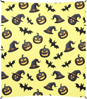 Burbuja Pumpkins Witch Hats Bats Beach Canopy Windproof Beach Tent Sun Shade with 4 Sandbags & Sand Shovel, Portable Sun Shelter for Family Camping Picnic