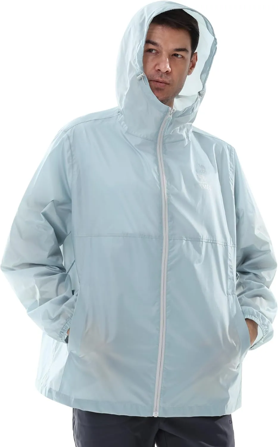 CAMEL CROWN Men's Rain Jacket Waterproof Lightweight Windproof Raincoat with Hood for Cycling Hiking Running Golf