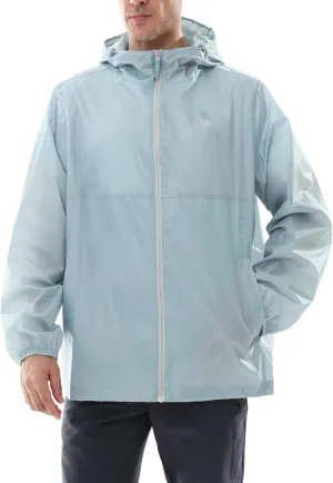 CAMEL CROWN Men's Rain Jacket Waterproof Lightweight Windproof Raincoat with Hood for Cycling Hiking Running Golf