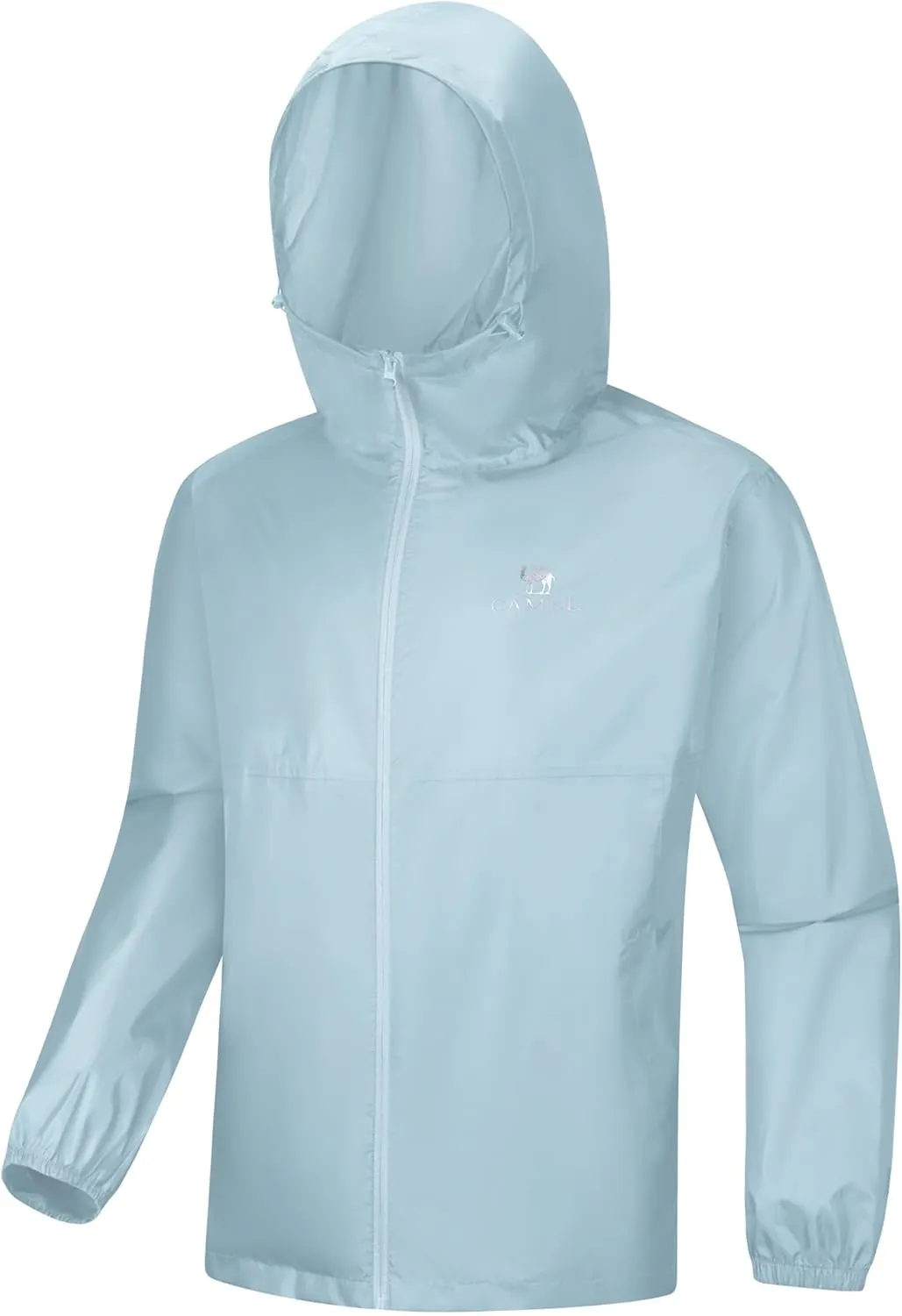 CAMEL CROWN Men's Rain Jacket Waterproof Lightweight Windproof Raincoat with Hood for Cycling Hiking Running Golf
