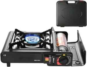 Camp Cooker Burner - Foldable Portable Cooker, Lightweight Outdoor Stove | Compact Windproof Burner Design, Propane Grill Solution, Cooking Flame Control For Travel Hiking Survival Setup