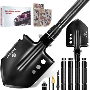 Camp shovel, Multifunctional Shovels for Digging Portable Folding Shovel - 16.5-36.2 Inch Portable Shovel with 4 Thicken Lengthened Handle,Survival Gear and Equipment for Camping, Hiking, Car Emergenc