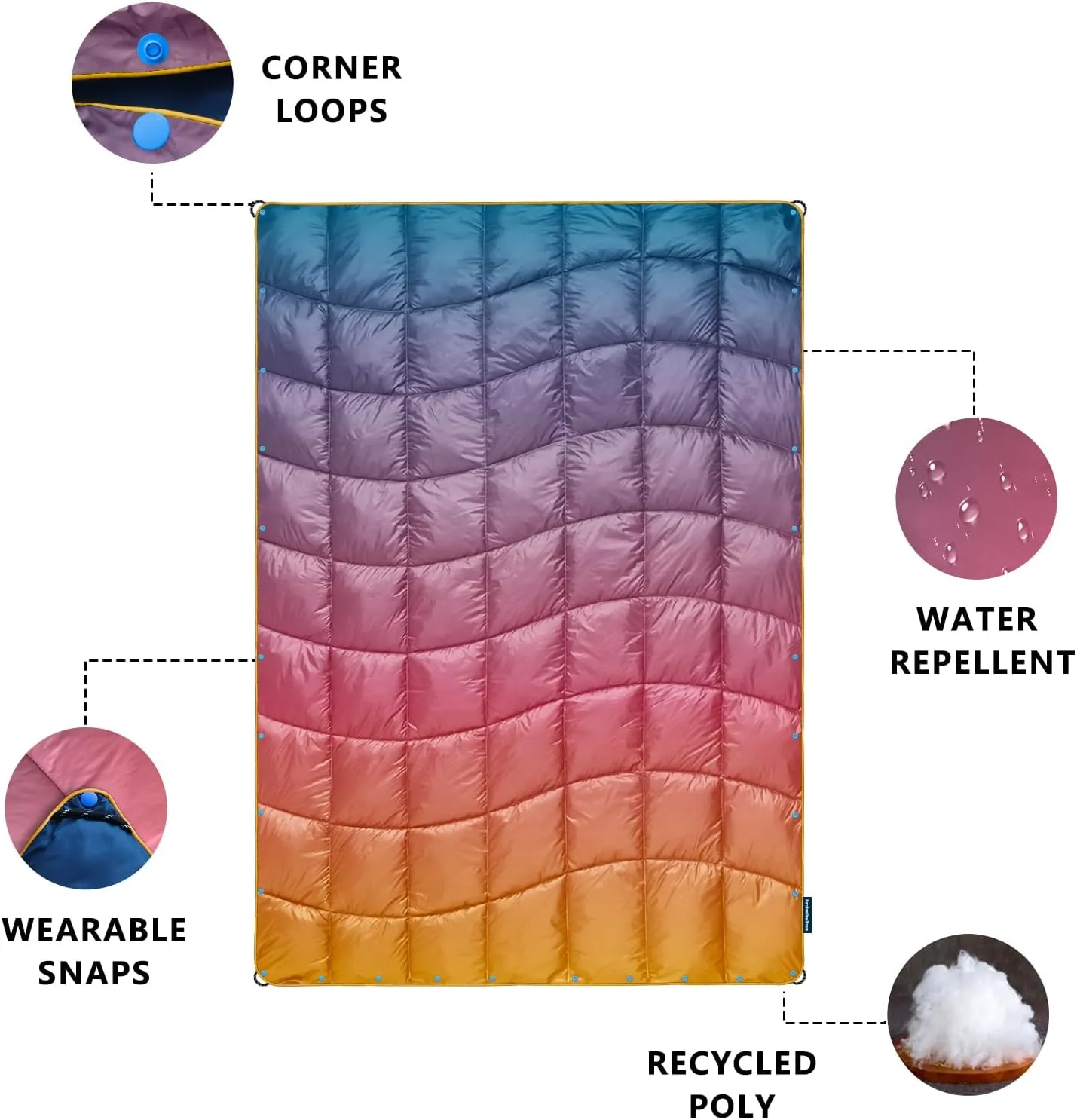 Camping Blanket, Puffy Blanket Lightweight Windproof Water Resistant for Outdoors,Hiking, Backpacking,Beach,Car,Picnic,Stadium