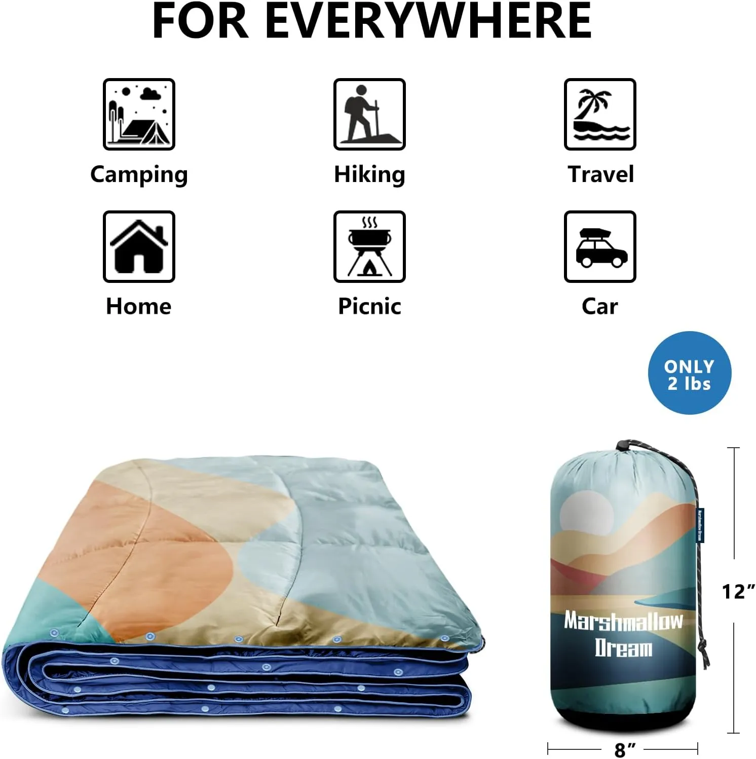 Camping Blanket, Puffy Down Alternative Blanket Lightweight Windproof for Outdoors,Hiking, Backpacking,Beach,Car,Picnic,Stadium