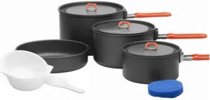 Camping Cookware Camping Cookware Mess Kit – Camp Accessories Equipment Pots and Pans Set Outdoor Camping Cookware (Color : Orange, Size : 4-5 People) (Orange 4)