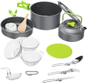 Camping Cookware Kit Stove Portable Cooking Kits for Outdoor Cooking Utensil Sets