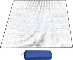 Camping Floor Mat, Double Sided Aluminum Foil Camping Mat, Waterproof Picnic Mat Insulating Thermal Mat with Storage Bag, Foldable Sleeping Tent Pad Reflecting Heat