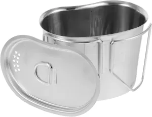Camping Food Container Outdoor Cookware Mini Pot Holder Stainless Steel Camping Mug Lid