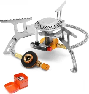 Camping Gas Stove Windproof Outdoor Gas Burner Portable Folding Split Tourist Equipment for Cooking Hiking 3500W (Color : Set 1)