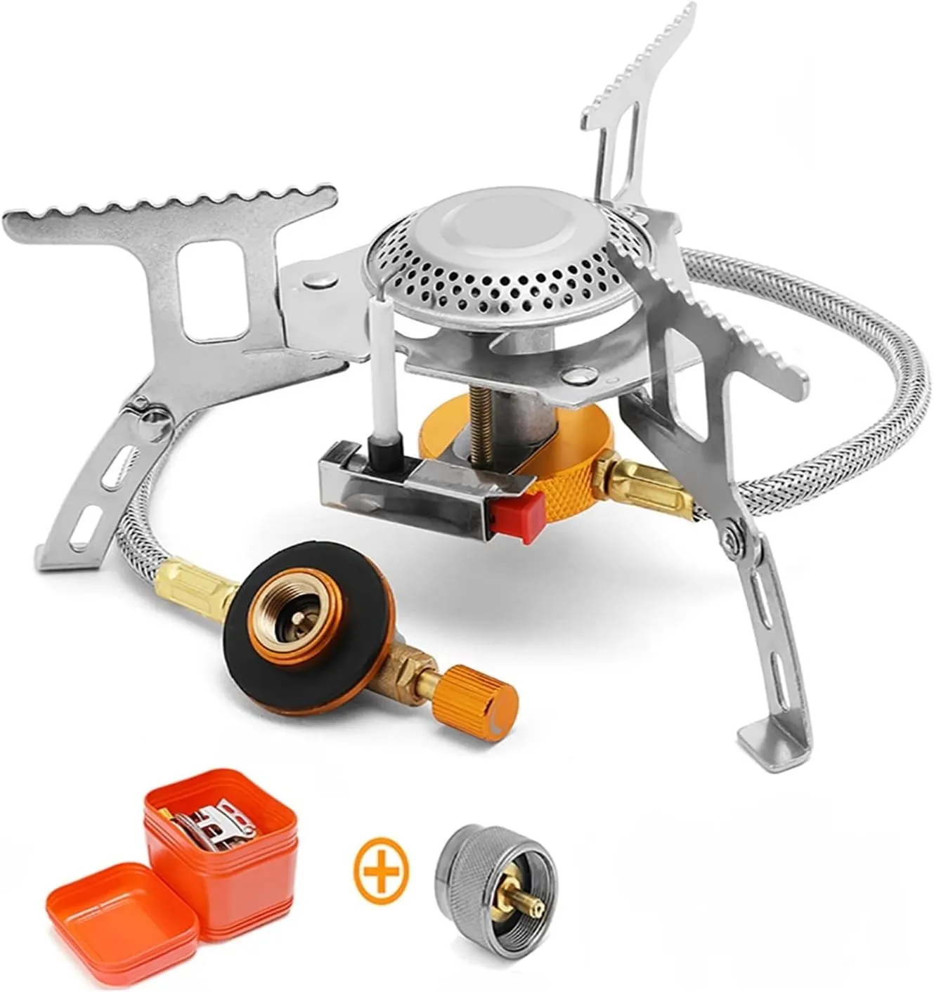 Camping Gas Stove Windproof Outdoor Gas Burner Portable Folding Split Tourist Equipment for Cooking Hiking 3500W (Color : Set 3)